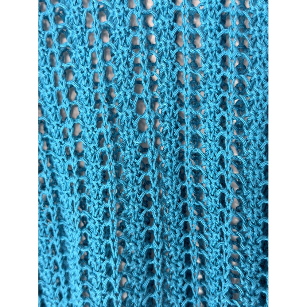 J. Jill Shirt Blue Crochet Knit Long Sleeve Beach Resort Vacation Basic XS - Picture 3 of 11